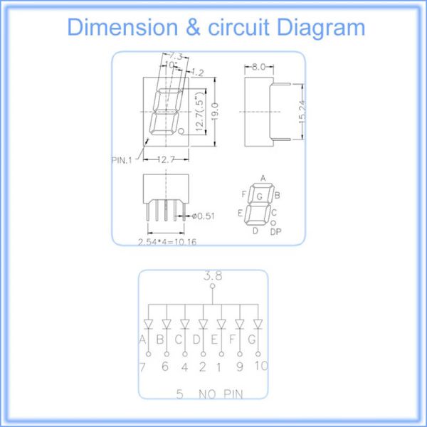 LED Single Digit 7 Segment Display 0.50 Inch 12.7mm Digit Height Black Surface Color Ideal for Digital Clocks Counters and Timers
