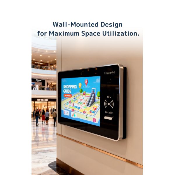 MJK 21.5 Inch Wall-Mounted Self Service Kiosk Touch Screen Terminal with Printer Digital Signage and Displays