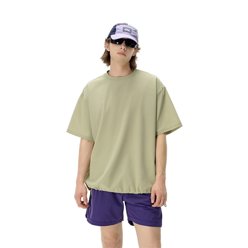 Customized Outdoor Breathable Perforated Fabric T-shirt Solid Sporty Short Sleeve New Spring Summer Quick-drying Cool Feeling