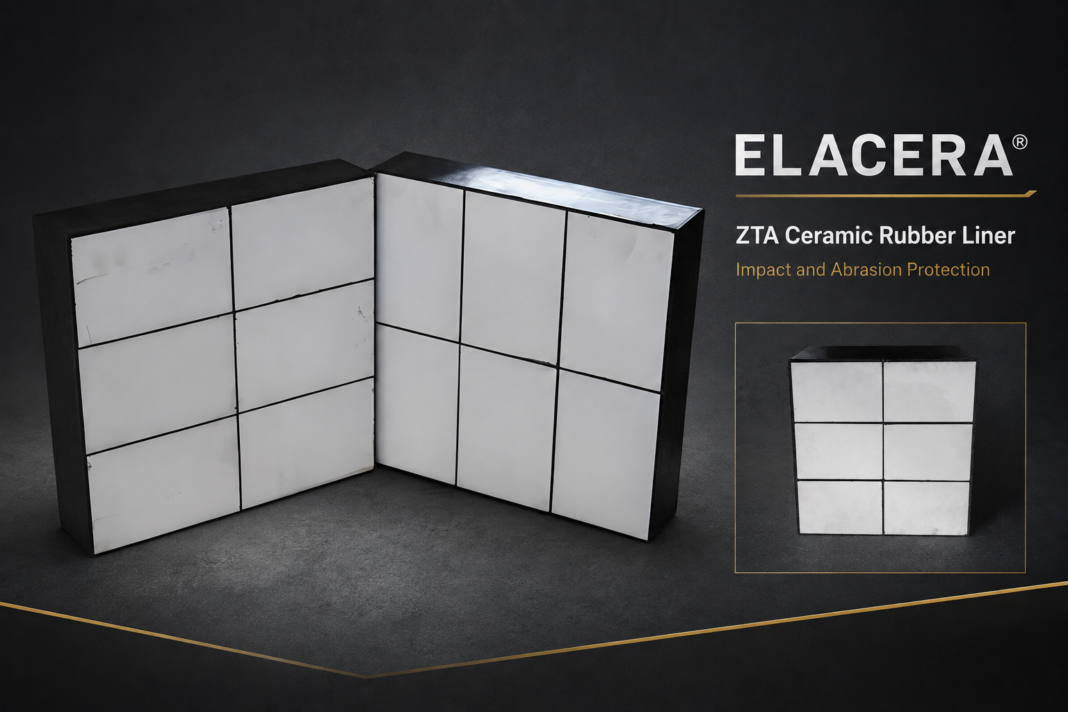 ZTA Ceramic Rubber Liner for High-Impact Chutes