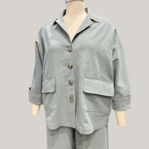 Buy cheap Womens Linen Cotton Green Two Pieces Comfy Long Sleeve Button Tops With Pocket Ladies Long Pants product