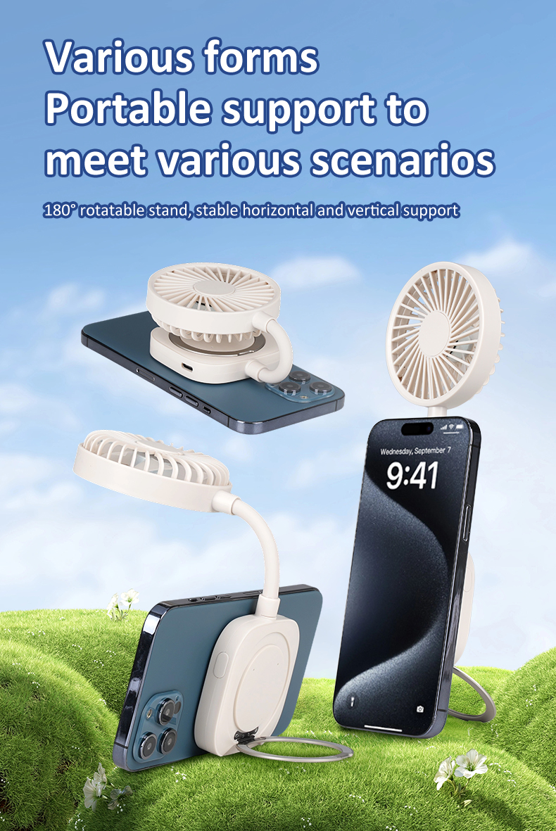 Wholesale Customizable Logo Rotatable Stand Ultra-Thin Design Base Rechargeable Stand Potable Handy Magnetic Phone Cooling Fan