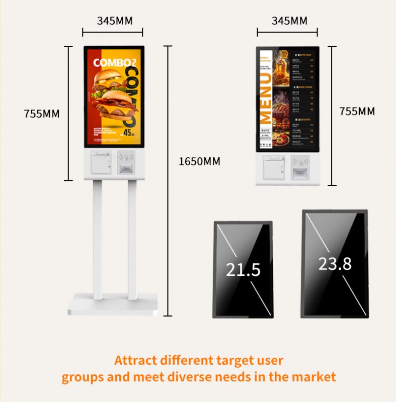 Desktop Wall Mounted Self Ordering Kiosk Quick Service Restaurant Machine