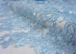Blue Embroidery Floral Corded Lace Fabric With Sequin For Craft Make Gauze Dress