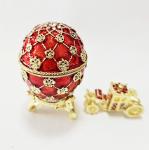 Decorative Earring Ring Trinket Holder Box Hand Painted Faberge Egg Style Hinged
