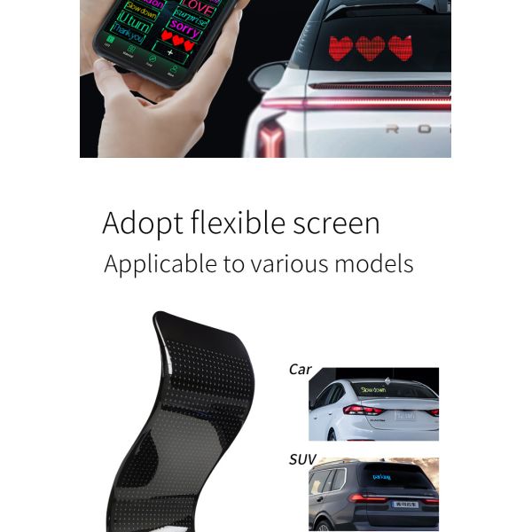 Customize Patterns Car Led Display Flexible Car Window Led Screen Mobile App Control