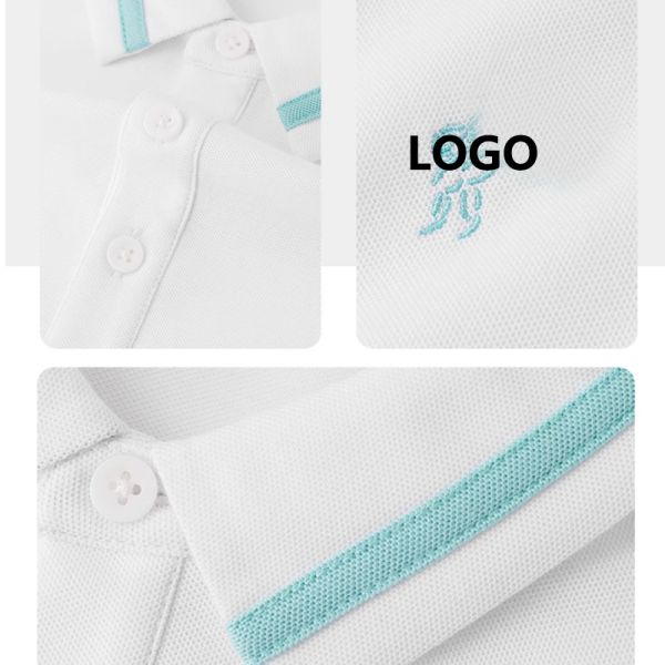 Men's Customized Embroidered 100% Cotton Polo Shirt Solid Color Short Sleeved Workwear Printed for Golf