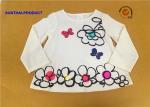 Big Floral Print Children T Shirt Butterfly Applique Embroidery Long Sleeve 100%