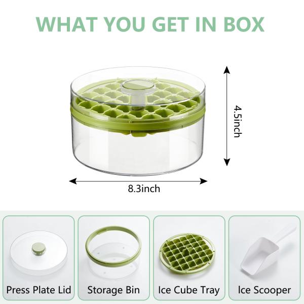 Ice Cube Trays Mold With Lid And Bin For Whiskey Cocktail Juice Coffee