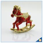Enamel Metal Trojan Shape Trinket Box Animal Series Rhinestone Jewelry Box