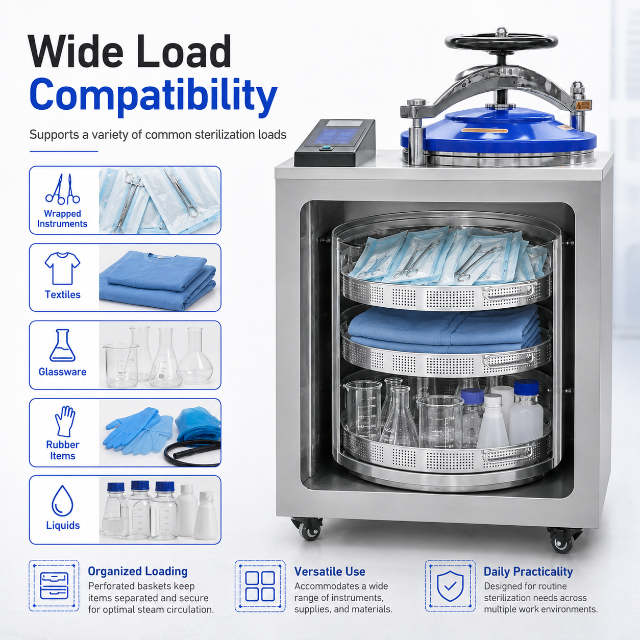 CenLee Laboratory Automatic Control Three-Cycle Pulsating Vacuum Microcomputer 35L-100L Vertical Steam Sterilizer