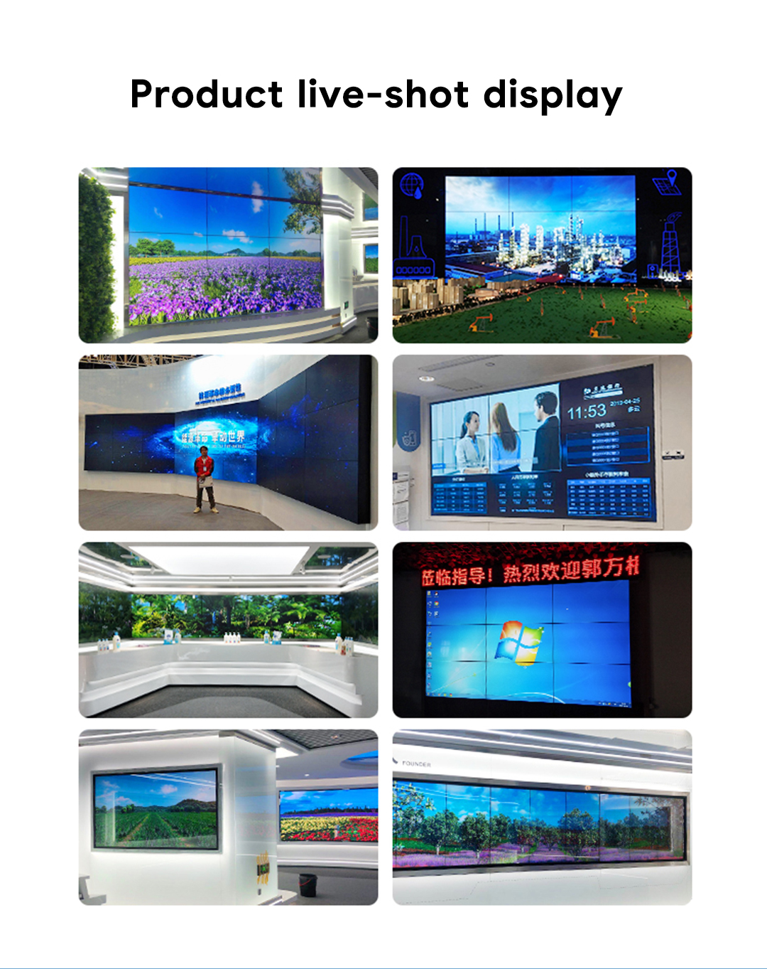 55" LCD Video Wall Splicing Screen 2x2 3x3 Matrix Controller Panel Commercial CCTV Monitor Control Room Display Factory