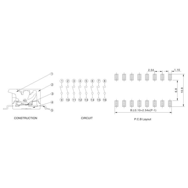 Mini Smt Dip Switch Waterproof PBT plastic Cover epoxy resin potting