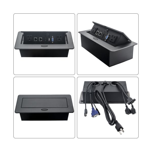 Multifunction Usb Desk Recessed Worktop Sockets Box For Workspace Room ODM