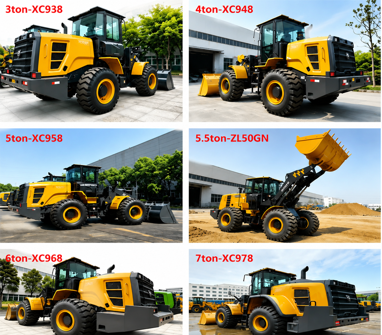 3 Ton Wheel loader XC938 Front Loader Payloader Electric Wheel Loader 4ton 5ton 6ton XC948 LW500FN XC958 XC968 955 960H Hot Sale in Kenya