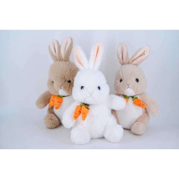 White Bunny Plush Toy with Carrot Scarf Cute Long-Eared Standing Soft Stuffed Animal