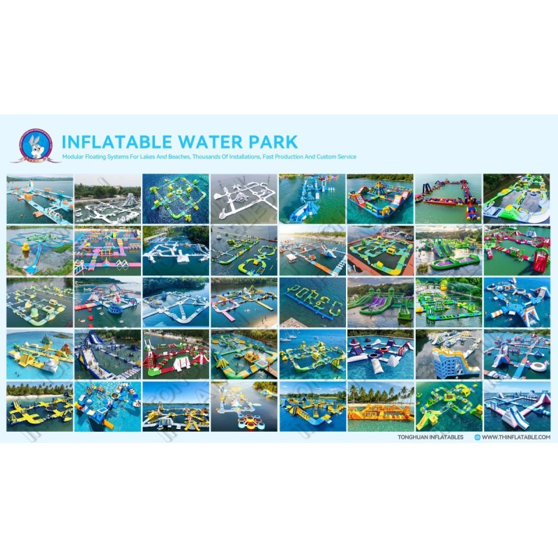 Custom Modular Inflatable Water Park with Slides Climbing Walls Balance Bridges and Activity Platforms for Lakes Resorts Camps and Commercial