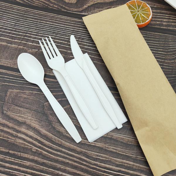 6inch Biodegradable Cornstarch Tableware Individually Wrapped Disposable Cutlery Set