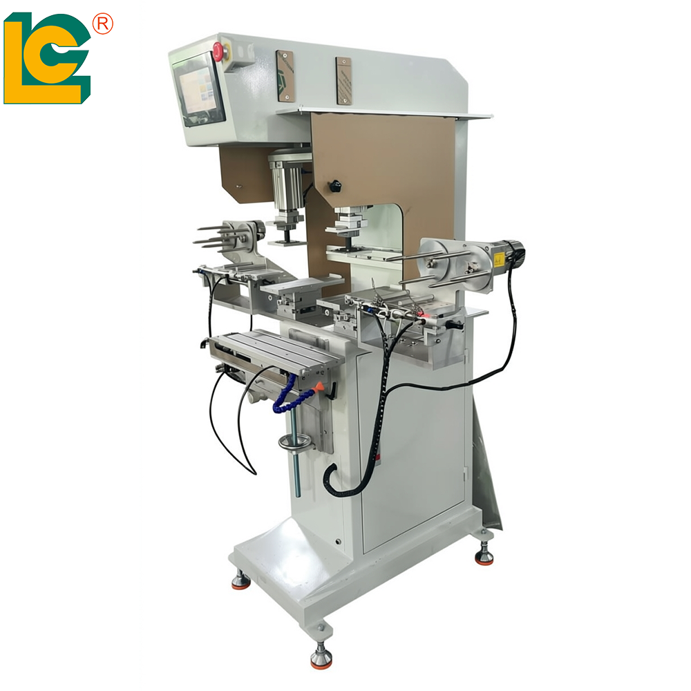LC 2 color closed ink cup pad printer with shuttle and auto pad cleaning function