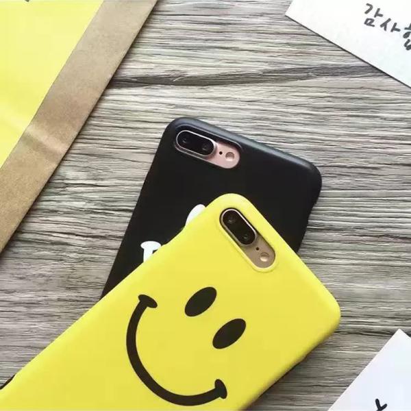 Soft TPU IMD Smiling Face Black Edge Scrub Cell Phone Case Cover For iPhone 7 6s Plus