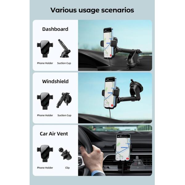 2.5D Glass Wireless Iphone Car Charger With Auto Alignment And Fast Charging