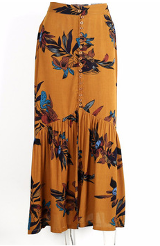 2018 New design high waisted print long skirts