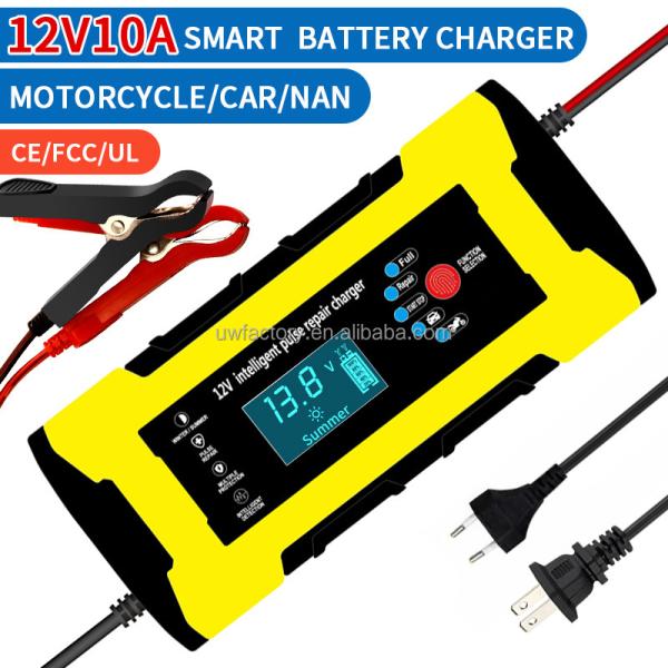 15W/10W/7.5W/5W Automatic Identification Connector Current Protection Pulse Repairing Charger for Motorcycle Car Battery