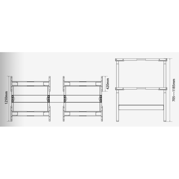 Linkable Workbench Quad Motors Office Bench Systems With Adjustable Crossbar