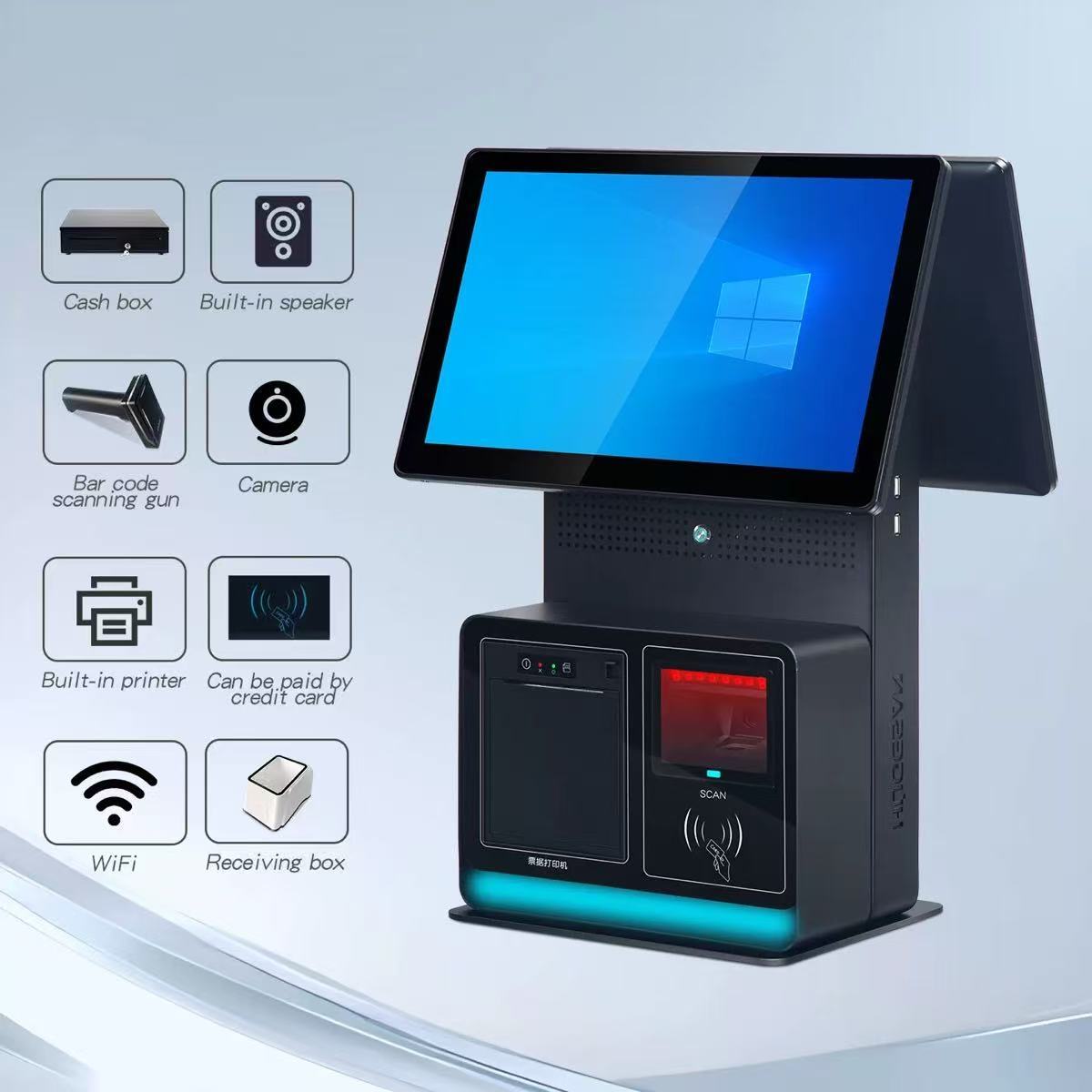 Unmanned Intelligent Scan Code Ordering System 15.6Inch Capacitive Touch POS Terminal For Supermarket And Restaurant