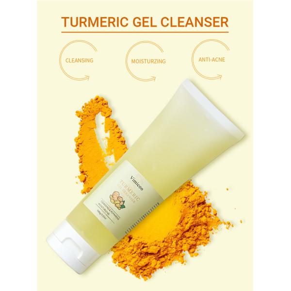 Tumeric Moisturizing Skin Care Face Wash Organic Turmeric Facial Wash Deep Cleansing Oil Control Turmeric Gel Cleanser