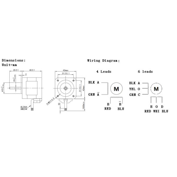 NEMA17 0.9° 42mm Hybrid Position Control Stepper Motor Max.axial force 10N For 3d Printer,Textile Equipment 1