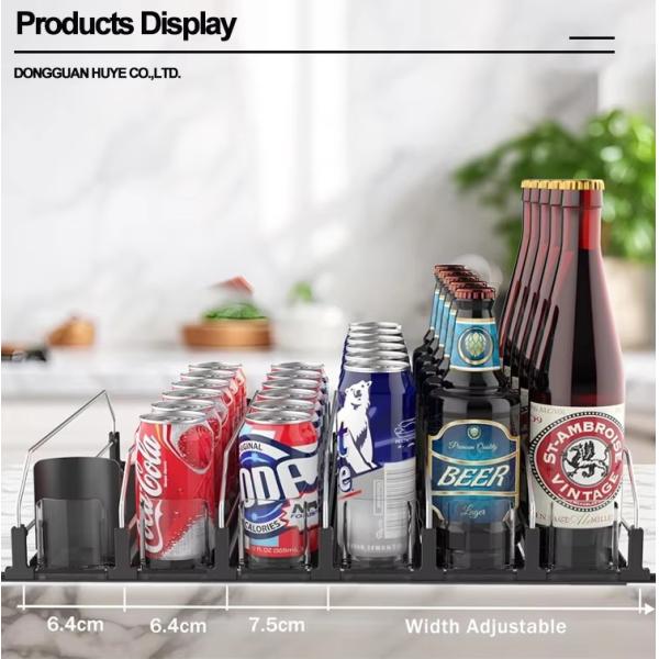 Soda Can Dispenser For Refrigerator , Roller Version Self-Sliding Drink Organizer For Fridge And Adjustable Width