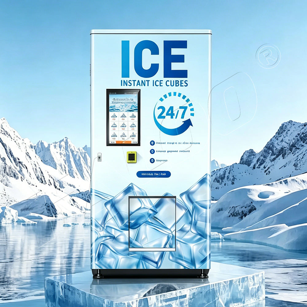 Ice vending machine | Integrated solution for automatic ice making, storage, bagging, and sealing