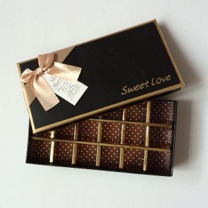 Buy cheap Handmade Cardboard Chocolate Packaging Gold Stamping Ribbon Screen Printing product