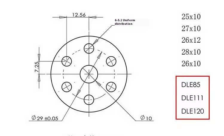 Dle High-Efficiency Wooden Paddle with Gasoline Engine Non-Nylon Plastic Mounting Holes for Drones Accessories