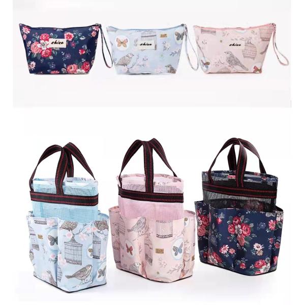 Pink Printed Zipper Cosmetic Bag Animal Pattern Soft Canvas Fabric Material OEM ODM