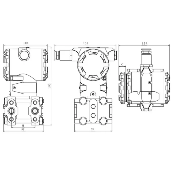 HTSENSOR 4-20mA Hart Digital Capacitive Dispaly Pressure Transmitter Differential Pressure Sensor Industrial