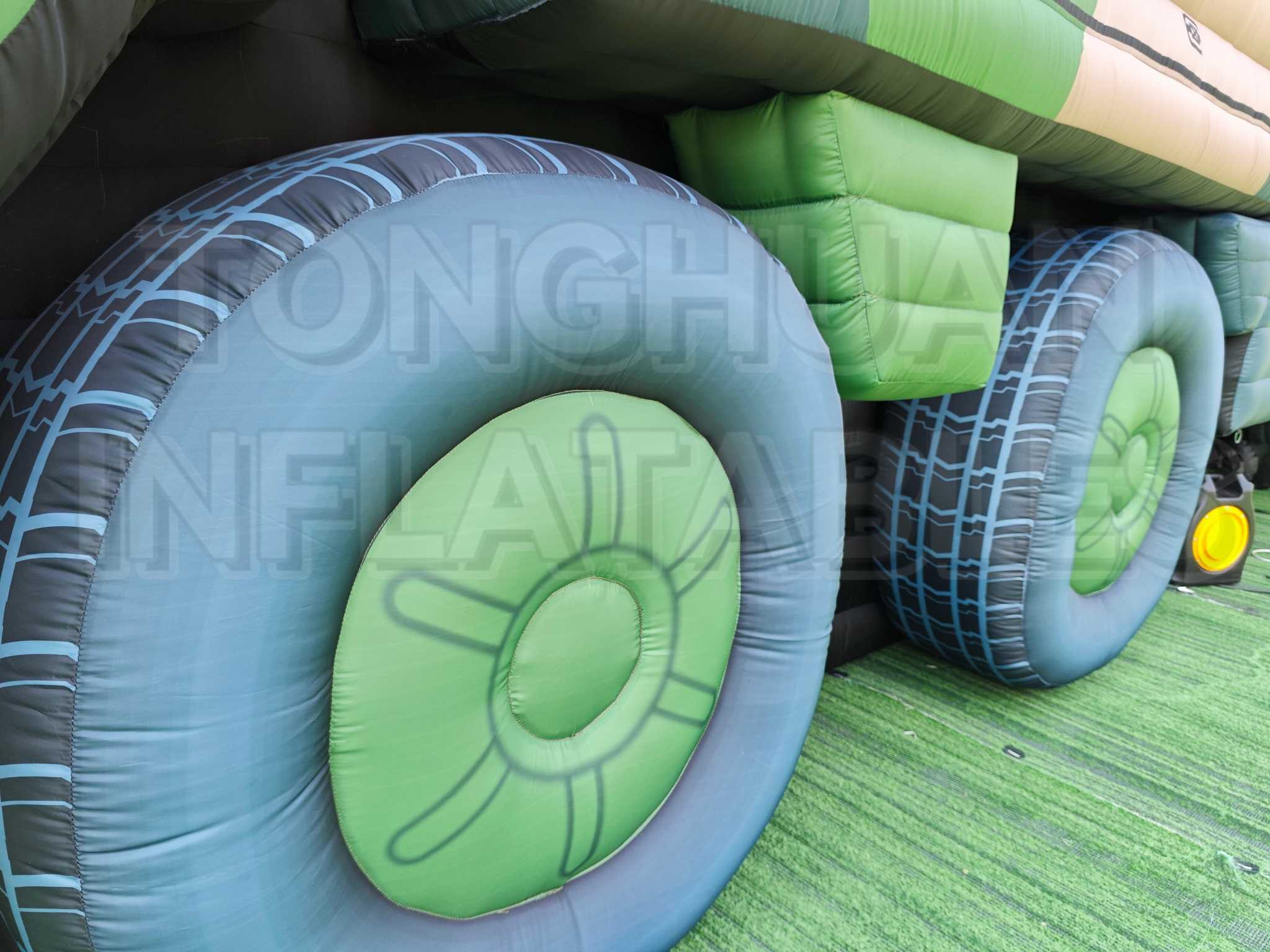 Custom Inflatable Launcher Vehicle Replica with Long Canister Body Multi Axle Chassis and Camouflage Printing for Training Displays and Outdoor