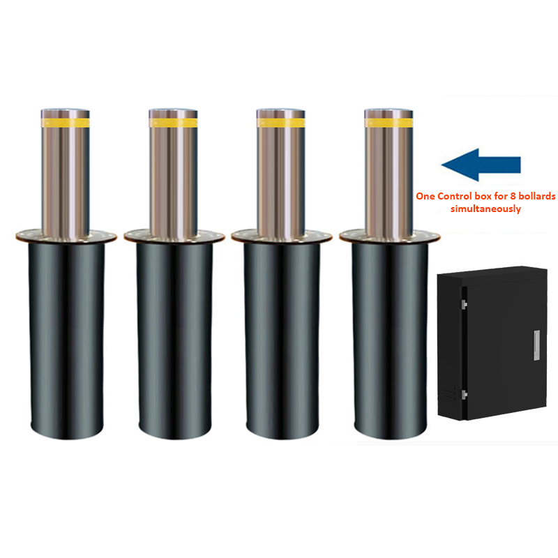 Thickened flange hydraulic retractable bollards, fast automatic retraction, deep underground installation, customized for road vehicle access