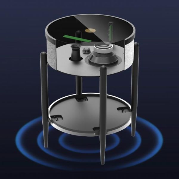 Customized Modern Bluetooth Speaker Bedside Table Tempered Glass Wireless Charging