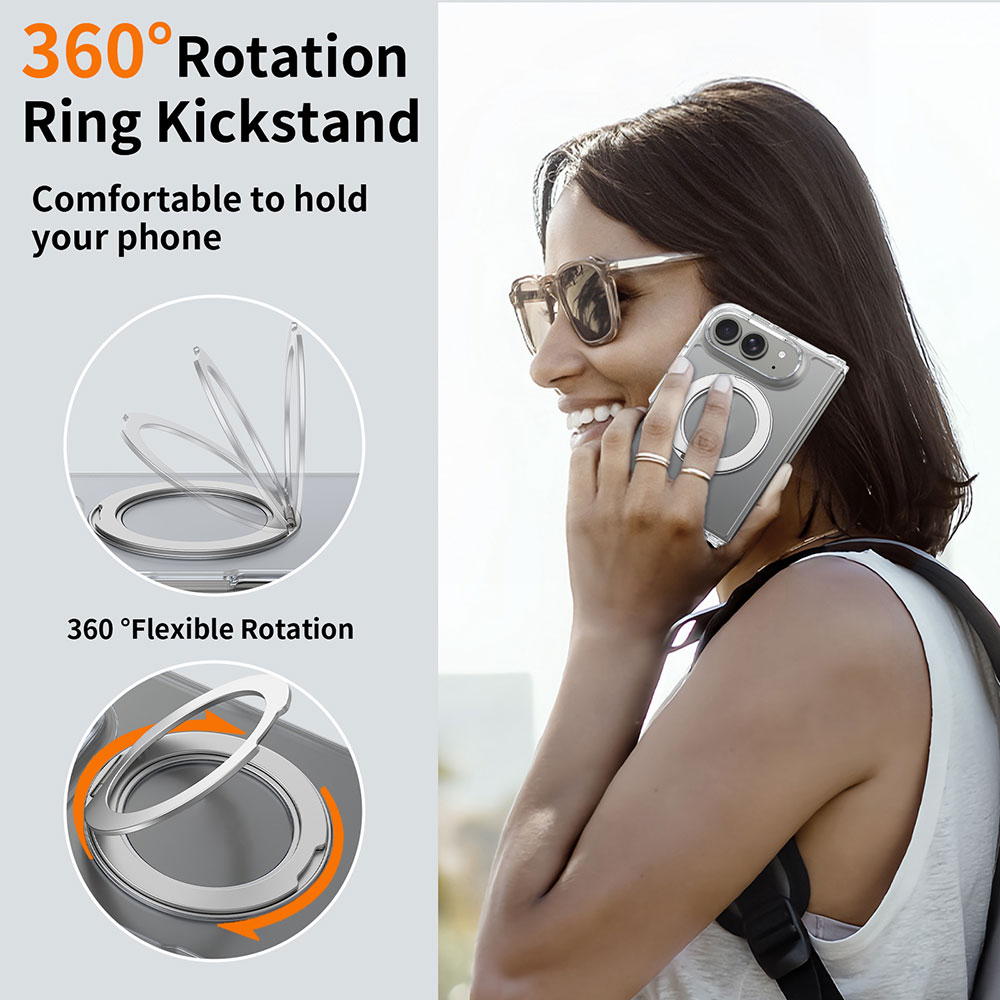Laudtec Premium Foldable Magnetic Clear Phone Case for iPhone 18 Fold with Rotating Holder Skin-Feel Shockproof Protective Case
