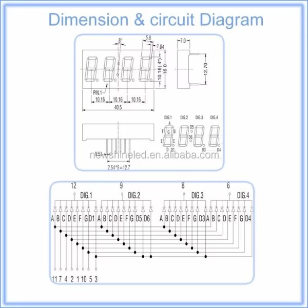 LED 7 Segment Clock Display 0.4 Inch 4 Digit Digital Height 10.16mm Designed to Enhance Accuracy in Time Display Devices