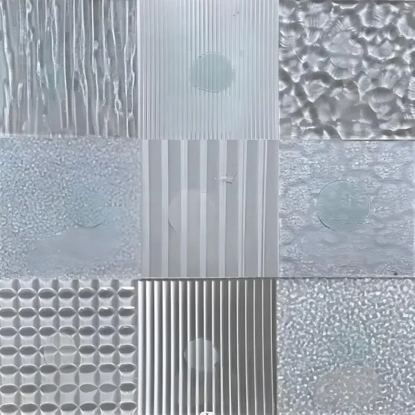 Embossed Geometric Patterned Tempered Decorative Glass Panel For Interior Wall Partition Application