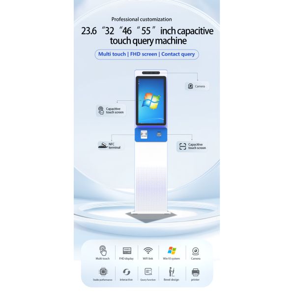 21.5/27 Inch Self-Service Kiosk with 1920X1080 Resolution and Intel Core I3/I5/I7 CPU for Cash Payment and QR Scanning