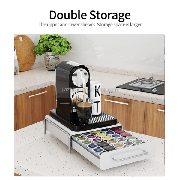 Stackable Retail Coffee Bean Pods Mug Syrup Capsule Holder Display Storage Rack Tray Acrylic With Drawer Sugar Box Combination