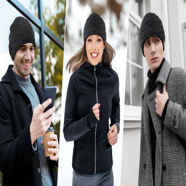 Bluetooth Beanie Hat Wireless Bluetooth speaker Black hat with music enjoy as Stocking Stuffers Gifts for family