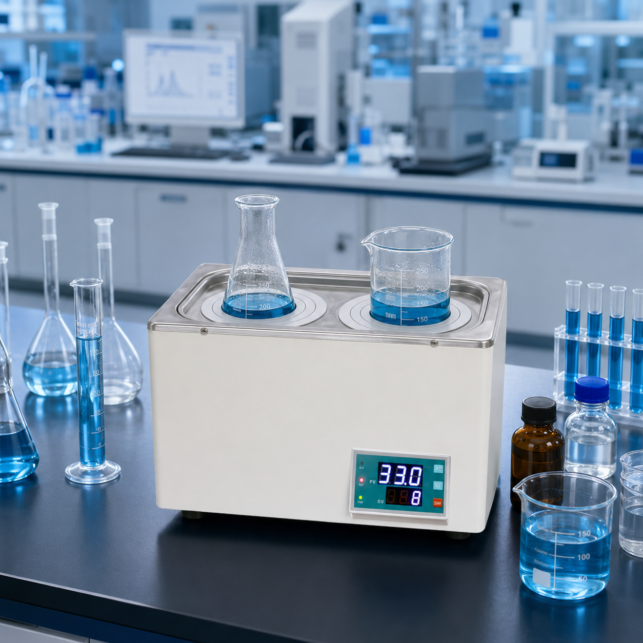 Cenlee Laboratory Sample Heating Precise PID Control Dual Well 100C 600W SUS304 Digital Constant Temperature Water Bath