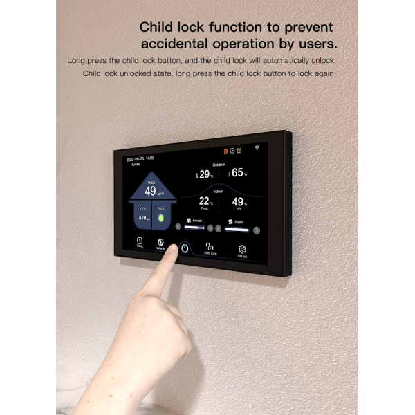 6.9 Inch CO₂ PM2.5 VOC Based Ventilation Control Energy Recovery Ventilation ERV Controller