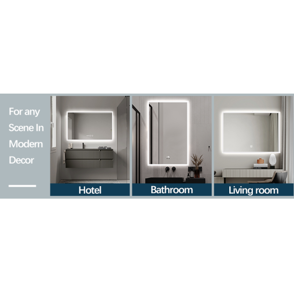 LED mirror installed in modern bathroom setting