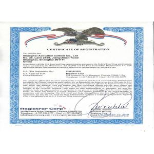 Shanghai Activated Carbon Co.,Ltd. Certifications